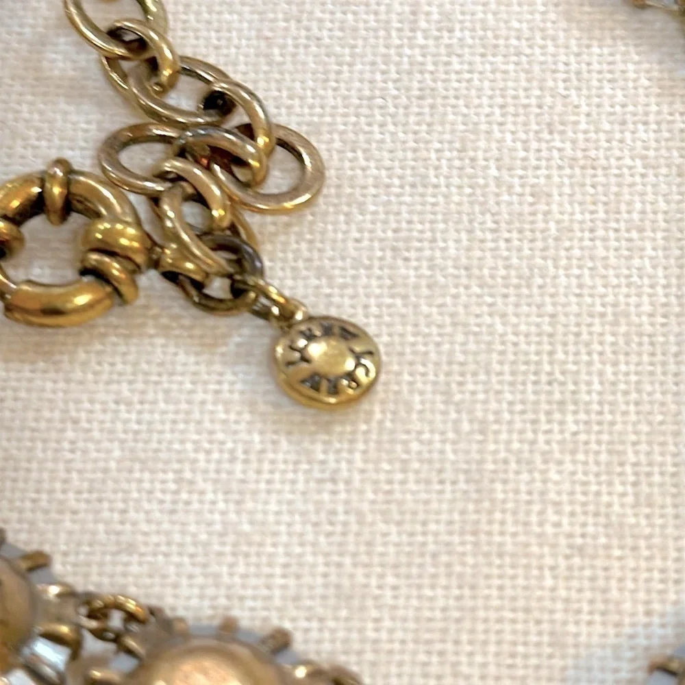 J. Crew Gold and Crystal Station Necklace 21” Adjustable Length - GUC